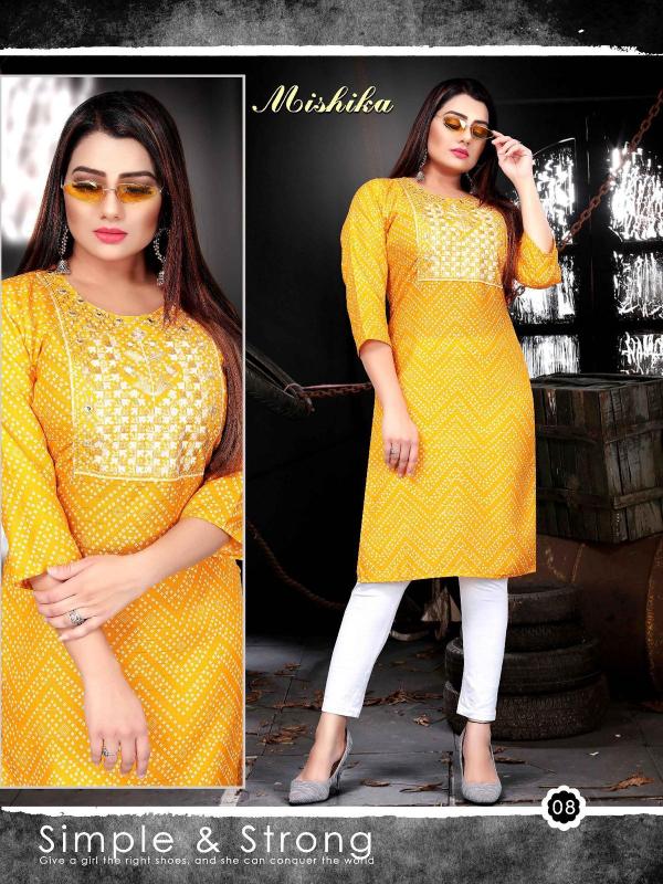 Aagya Mishika 3 Rayon Ethnic Wear Designer Kurti Collection